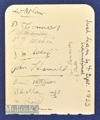 1933 Ireland Golf Team Autograph Page featuring Holly (capt), Nolan, O’Connor, Stevenson, Mahon,