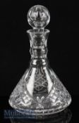 Royal Birkdale Golf Club Engraved Cut Glass Decanter by Stuart with engraved club crest to front