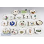 Selection of Golfing Ceramic Dishes and Saucers (17) incl examples by Queensberry, Royal Grafton,