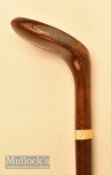 Stunning AH Scott of Elie dark stained persimmon golf walking stick with horn sole insert and rear