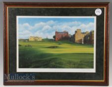 Shaw, Fraser (signed) ltd edition coloured golf print entitled ‘St Andrews view from the 17th’ 43/