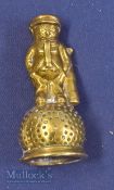 Brass Golfing figure on golf ball bell measures 9cm approx. in height