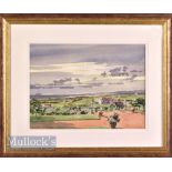 Reed, Ken - Turnberry Links original golfing watercolour - showing the links from the hotel signed