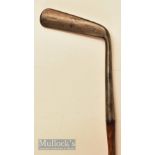 Condie ‘Triumph’ unusual long shallow round backed head putter with 6” long hosel and an oval