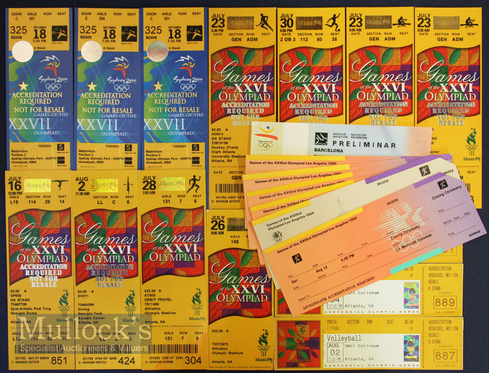 Mixed Olympics Games Tickets (23) – incl x6 1984 Los Angeles with 3 closing ceremony, 1992