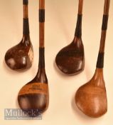 4x Assorted woods to include Harry Cawsey stripe top driver, R White Carnoustie stripe top driver,