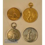 Collection of Ladies Gold and Silver Golf Medals (4) – 9ct gold medal pin badge embossed with Vic