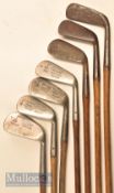 7x various Robert Forgan Flag Model irons and a putter – to incl JA Steer 3 iron, A Herd Moor Park 4