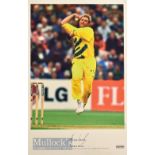 Shane Warne Signed Cricket Colour Print depicting Warne in action during the 1999 ICC World Cup as
