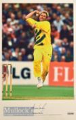 Shane Warne Signed Cricket Colour Print depicting Warne in action during the 1999 ICC World Cup as