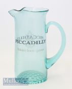 1960/70s Piccadilly World Match Play Golf Tournament Aqua Colour Glass Water Jug - inaugurated in