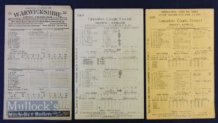 1948 Cricket Scorecards to include Warwickshire v Glamorgan July 17-19-20, England v Australia at