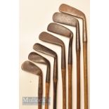 5x various smooth face irons and 2x putters – from cleeks to small headed mashie/mid irons – one