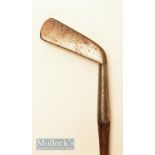 Tom Morris St Andrews c1890 cleek with bow saw cleek mark to the head fitted with original full hide