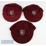 Chester Brookhirst Igranic Cricket Club Caps (3) each in of burgundy colour with silver