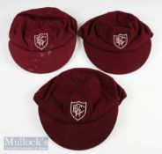 Chester Brookhirst Igranic Cricket Club Caps (3) each in of burgundy colour with silver