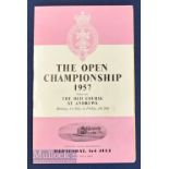 1957 Open Golf Championship Programme played at St Andrews winner Bobby Locke, Wednesday copy with