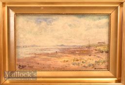 Frank Henry Partridge (1849-1929) – Brancaster Golf Club Watercolour dated 1901 depicts a coastal