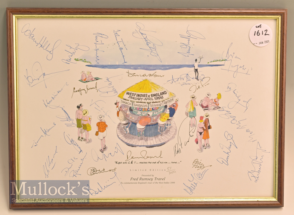 1998 Multi-Signed England’s Tour of the West Indies Limited Edition Print in colour with