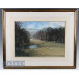 Perry, Roy colour golf print entitled ‘To Halve The Match’ marked to reverse, framed, measures