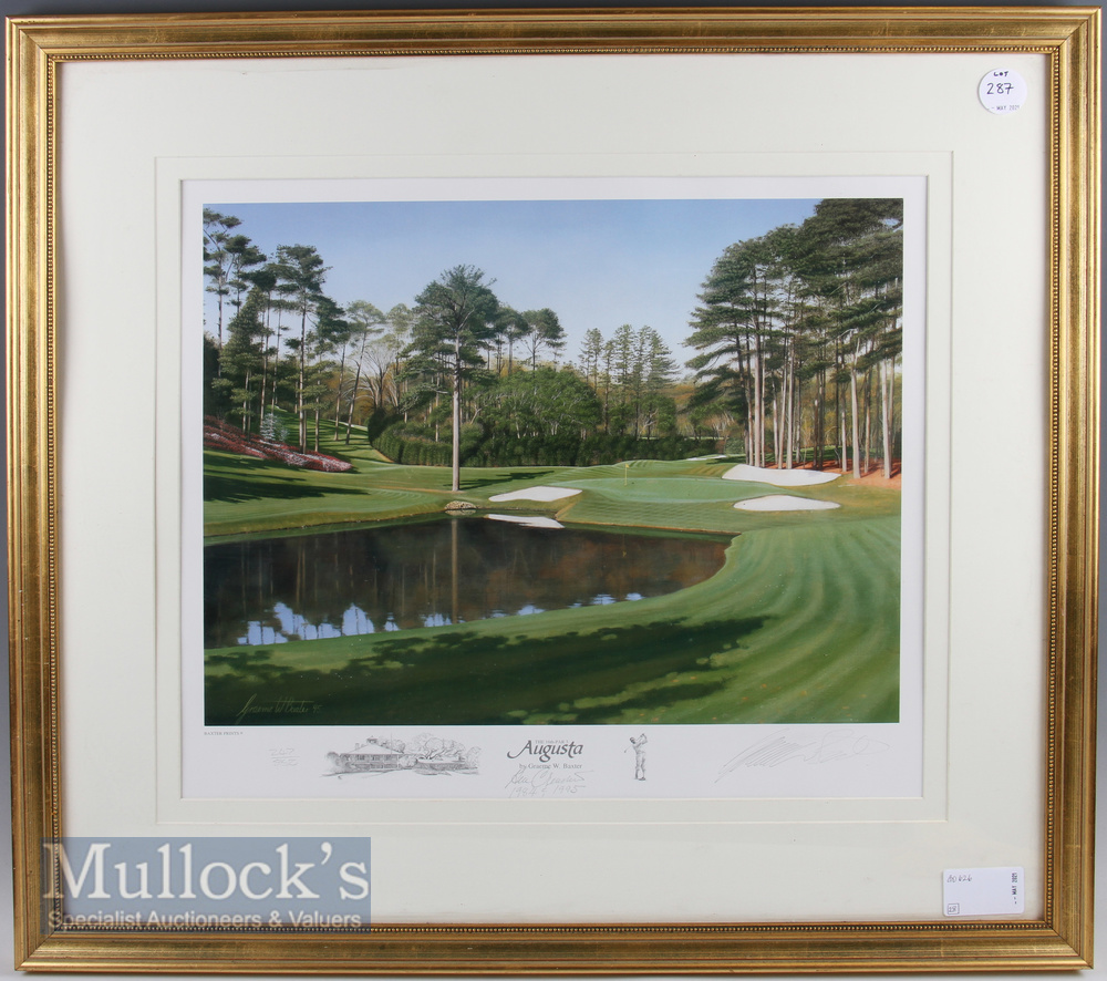 Ben Crenshaw Masters Champion 1995 and Graeme Baxter Signed Augusta Print – entitled ‘The 16th Par