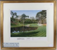Ben Crenshaw Masters Champion 1995 and Graeme Baxter Signed Augusta Print – entitled ‘The 16th Par
