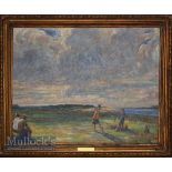 AFTER SIR JOHN LAVERY – The Golf Course, North Berwick – large oil on canvas depicting a young