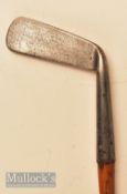 R White Maker St Andrews thick heavy iron straight blade putter c1885 with deep knurling to the