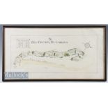 The Old Course, St Andrews pen and ink drawing depicting a plan of the Old Course, no artist’s