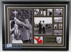 Tony Jacklin Signed golf display featuring career action prints in black and white, with a signed