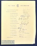 1964/65 MCC Cricket tour to South Africa official signed team sheet – to incl Mike Smith, Dexter,