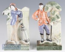 Rye Pottery Golfer Series Figures Major Tweedie and Miss Argyll both flatback type figures with hand