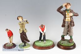 4 Assorted Resin Golfing Figurines – Robert Harrop PP12 On The Green, Leonardo Collection The