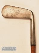 W Park Maker Musselburgh heavy metal straight blade putter c1885 good oval makers stamp mark to