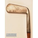 W Park Maker Musselburgh heavy metal straight blade putter c1885 good oval makers stamp mark to