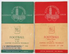 1948 London Olympics Football Programmes (2) – for semi-final August 10th and final on August