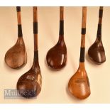 5x Assorted woods to include A Hunter light stained driver together with an S Riches of Newbury