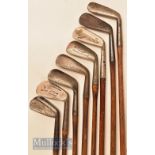 8x Interesting irons such as Wm Gibson “James Braid Autograph” round back iron, D Anderson St