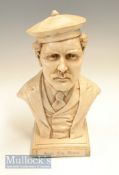 Young Tom Morris white resin bust – with engraved plaque “Young Tom Morris 1851 – 1875” – signed