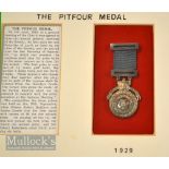 1929 Royal Perth Golfing Society (Founded 1824) “The Pitfour Medal” white metal medal – c/w ribbon