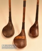 3x Various woods including D Anderson & Son St Andrews stripe top spoon, lofted brassie F Wailey and