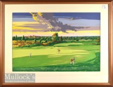 Reed, Ken – Gleneagles original gouache golf artwork for set of ltd ed prints - “Hotel from The 17th