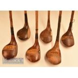 6x Good assorted socket neck wood incl 3 drivers by Gaudie, Hendry Bishop Edinburgh back weighted