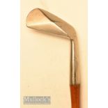 Unnamed Sunday golf walking stick fitted with diamond back mashie style handle, stamped with