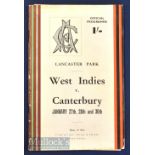 1956 West Indies v Canterbury v West Indies cricket programme and score card for the first innings –