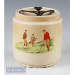 Golf Scene Carlton Ware Tobacco Jar heavy ceramic jar with golf transfer design and air tight lid