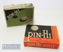 2x North British Rubber Co Ltd Scotland Pin-Hi Golf Ball Boxes – both with hinged lids to hold 12x