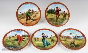 5 Royal Worcester Golfing Collection Bone China Plates incl The Bunker, The Clubhouse, The