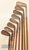 8x various irons and putter – mostly mashie and mashie niblicks, makers incl Spalding, The St