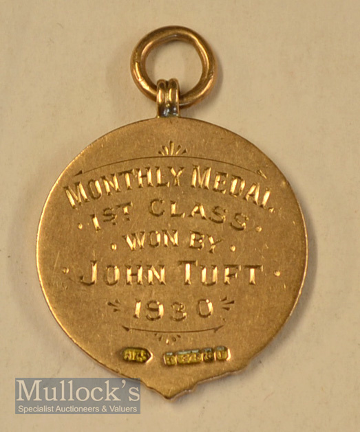 1930 Windyhill Golf Club 9ct Gold and Enamel Monthly Winners Medal - engraved on the reverse Monthly - Image 2 of 2